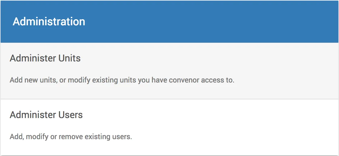 Administer units